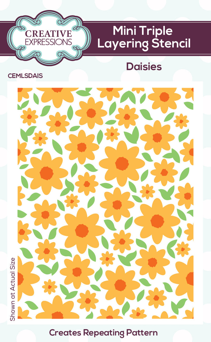 Creative Expressions Daisies Mini Triple Layering Stencil 4 in x 3 in Set of 3-1