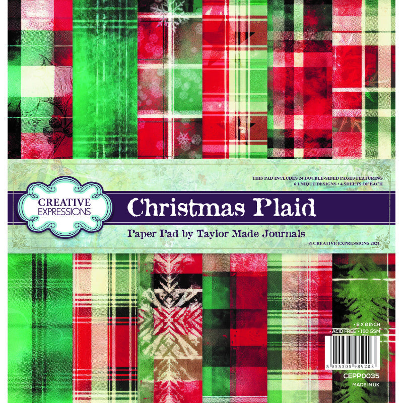 Creative Expressions Taylor Made Journals Christmas Plaid 8 in x 8 in Paper Pad-1
