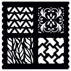 Creative Expressions 7" X 7" Artist Trading Stencil Scrolls & Tyre Tread-1