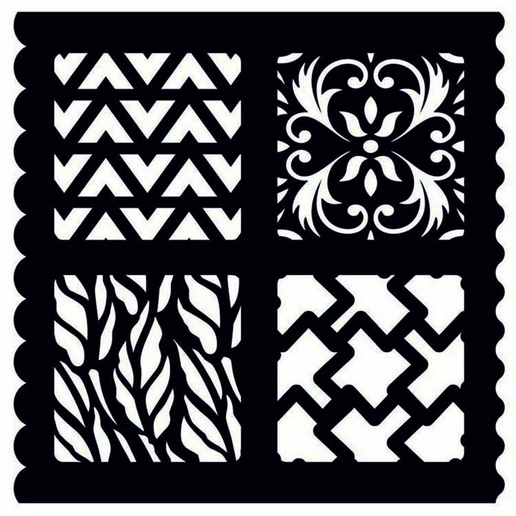 Creative Expressions 7" X 7" Artist Trading Stencil Scrolls & Tyre Tread-1