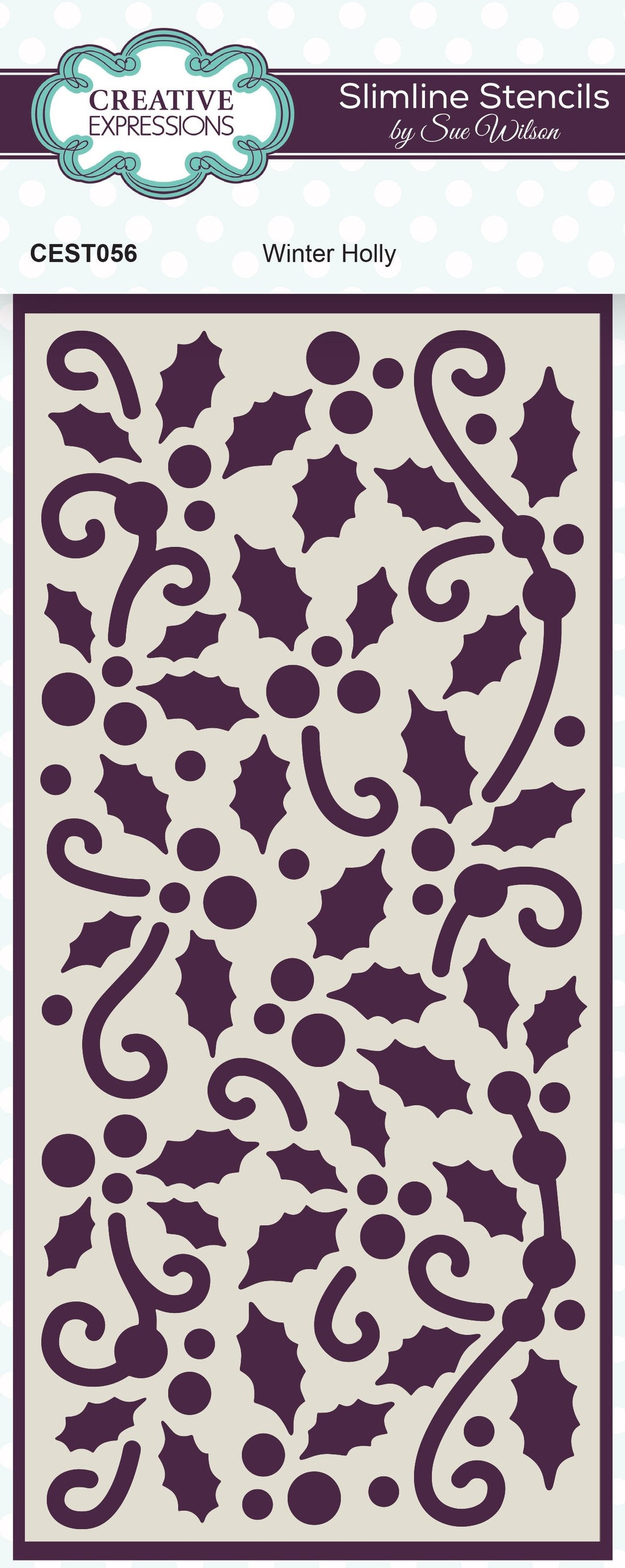 Creative Expressions Sue Wilson Winter Holly Slimline Stencil-1