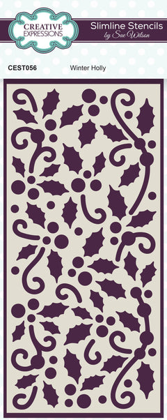 Creative Expressions Sue Wilson Winter Holly Slimline Stencil-1