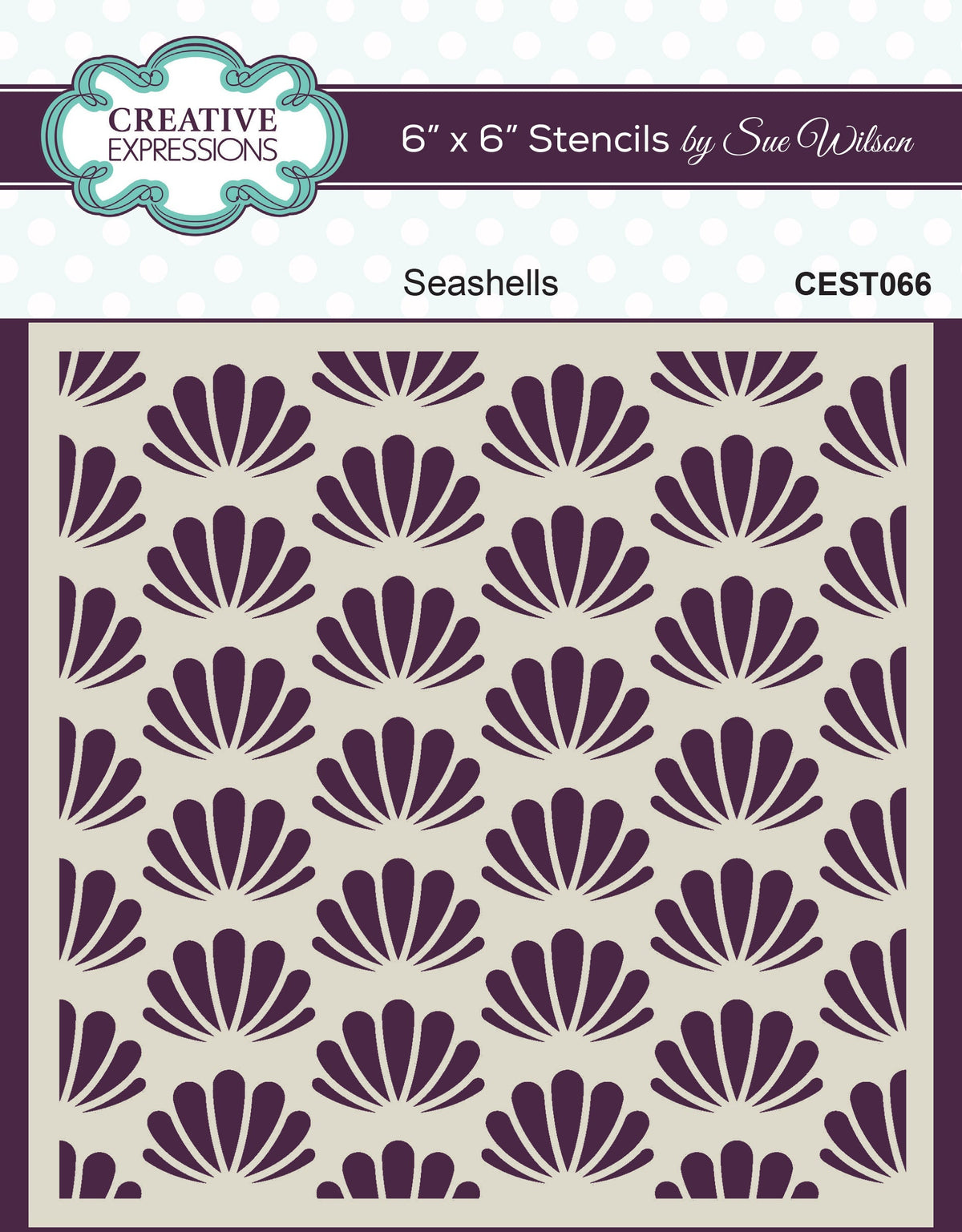 Creative Expressions Sue Wilson Seashells  6 in x 6 in Stencil-1