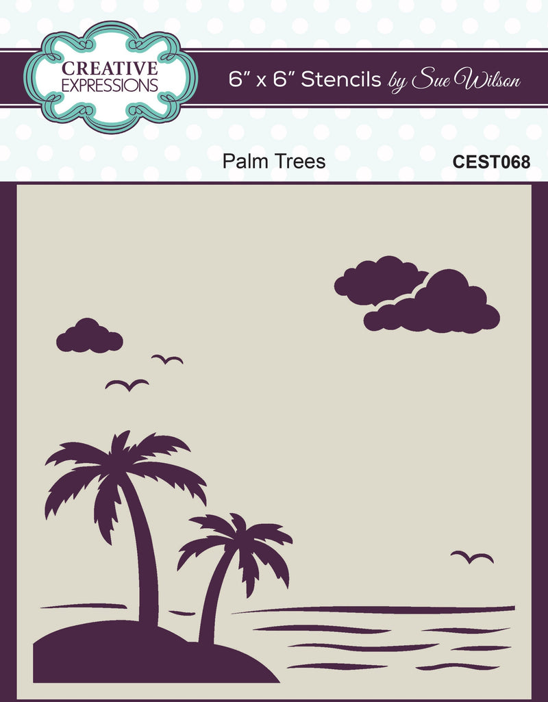 Creative Expressions Sue Wilson Palm Trees 6 in x 6 in Stencil-1