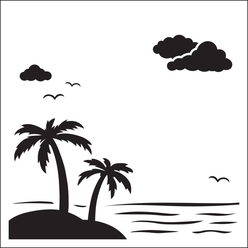 Creative Expressions Sue Wilson Palm Trees 6 in x 6 in Stencil-2
