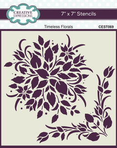 Creative Expressions Timeless Florals 7 in x 7 in Stencil-1