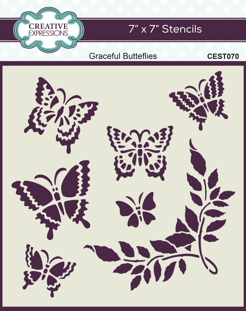 Creative Expressions Graceful Butterflies 7 in x 7 in Stencil-1