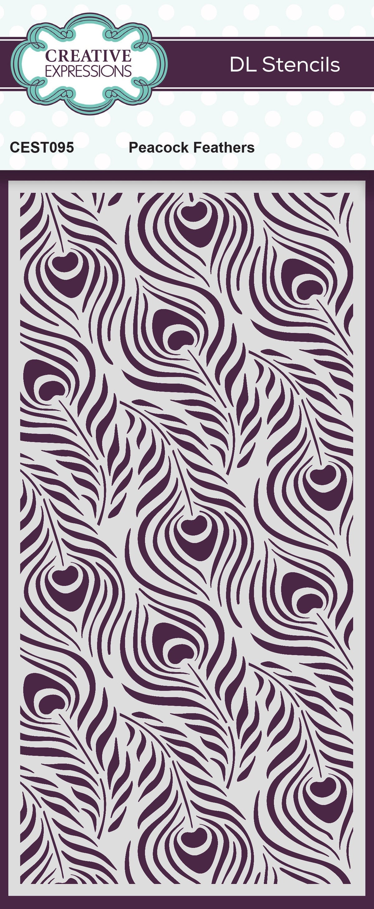 Creative Expressions Peacock Feathers DL Stencil 4 in x 8 in (10.0 x 20.3 cm)-1