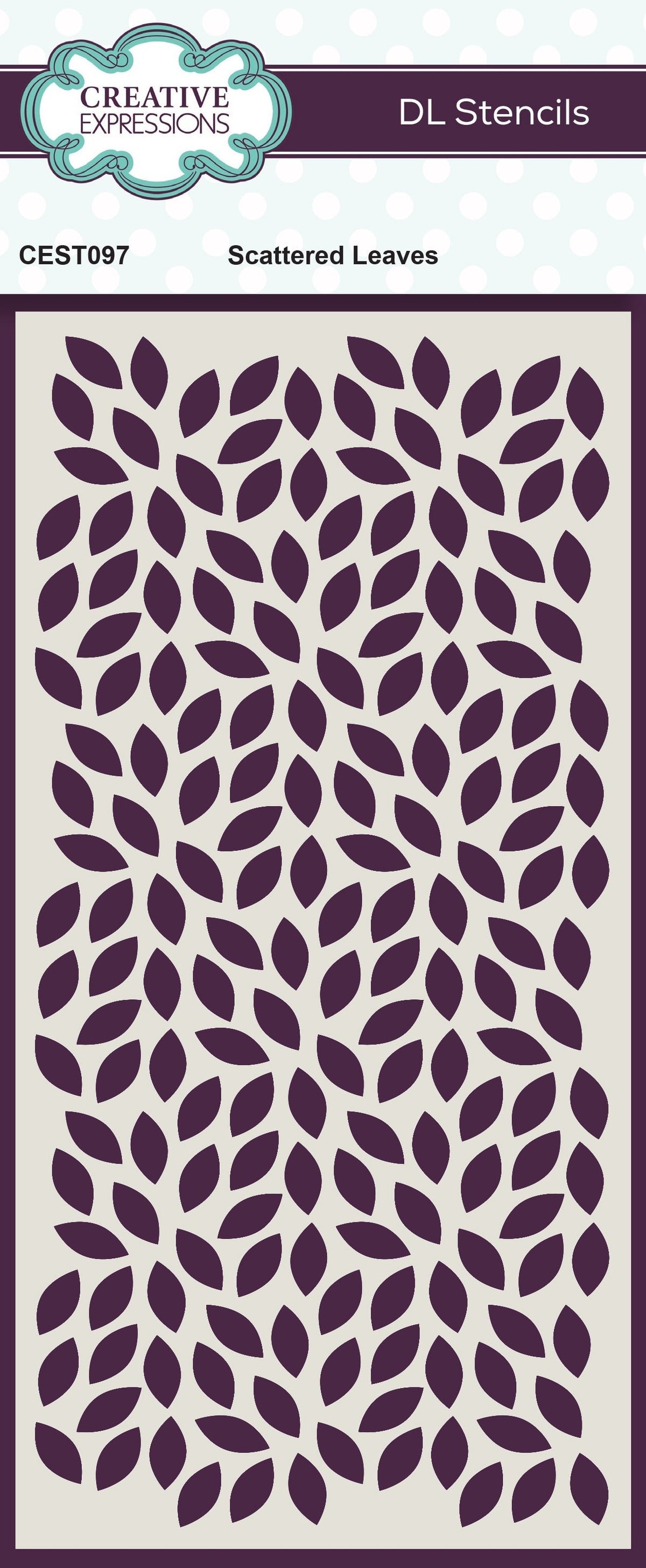 Creative Expressions Scattered Leaves DL Stencil 4 in x 8 in (10.0 x 20.3 cm)-1