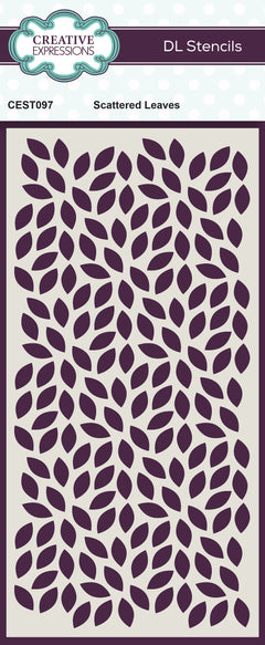 Creative Expressions Scattered Leaves DL Stencil 4 in x 8 in (10.0 x 20.3 cm)-1