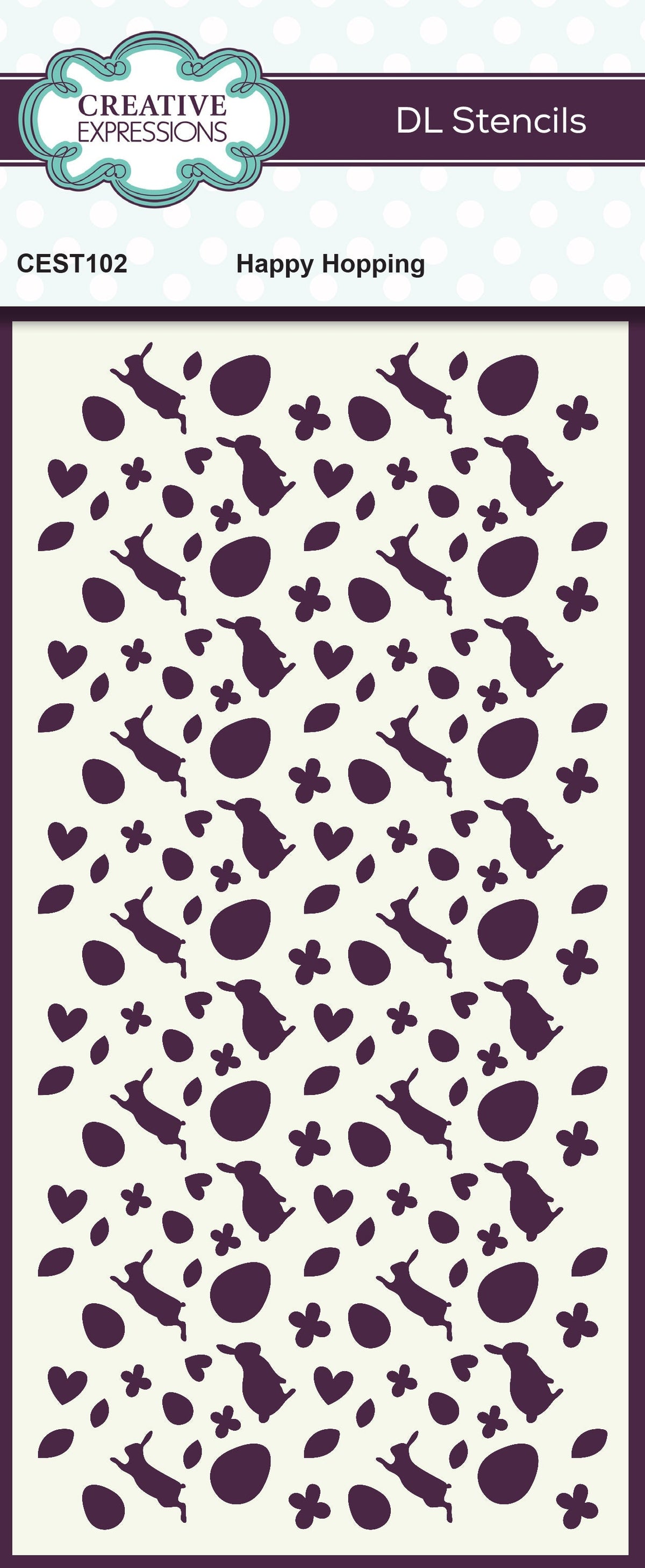 Creative Expressions Happy Hopping DL Stencil 4 in x 8 in (10.0 x 20.3 cm)-1