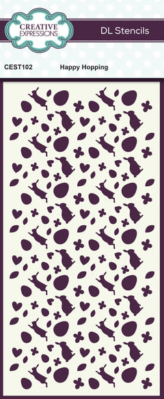 Creative Expressions Happy Hopping DL Stencil 4 in x 8 in (10.0 x 20.3 cm)-1