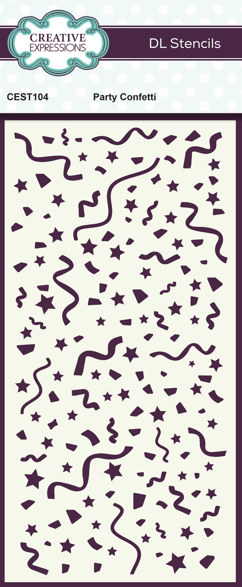 Creative Expressions Party Confetti DL Stencil 4 in x 8 in (10.0 x 20.3 cm)-1