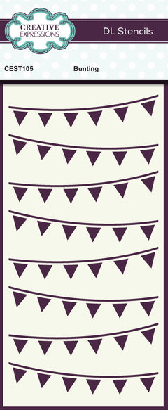 Creative Expressions Bunting DL Stencil 4 in x 8 in (10.0 x 20.3 cm)-1