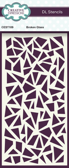 Creative Expressions Broken Glass DL Stencil 4 in x 8 in (10.0 x 20.3 cm)-1