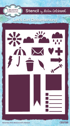 Creative Expressions Helen Colebrook Let Get Documenting 6 in x 4 in Stencil-1