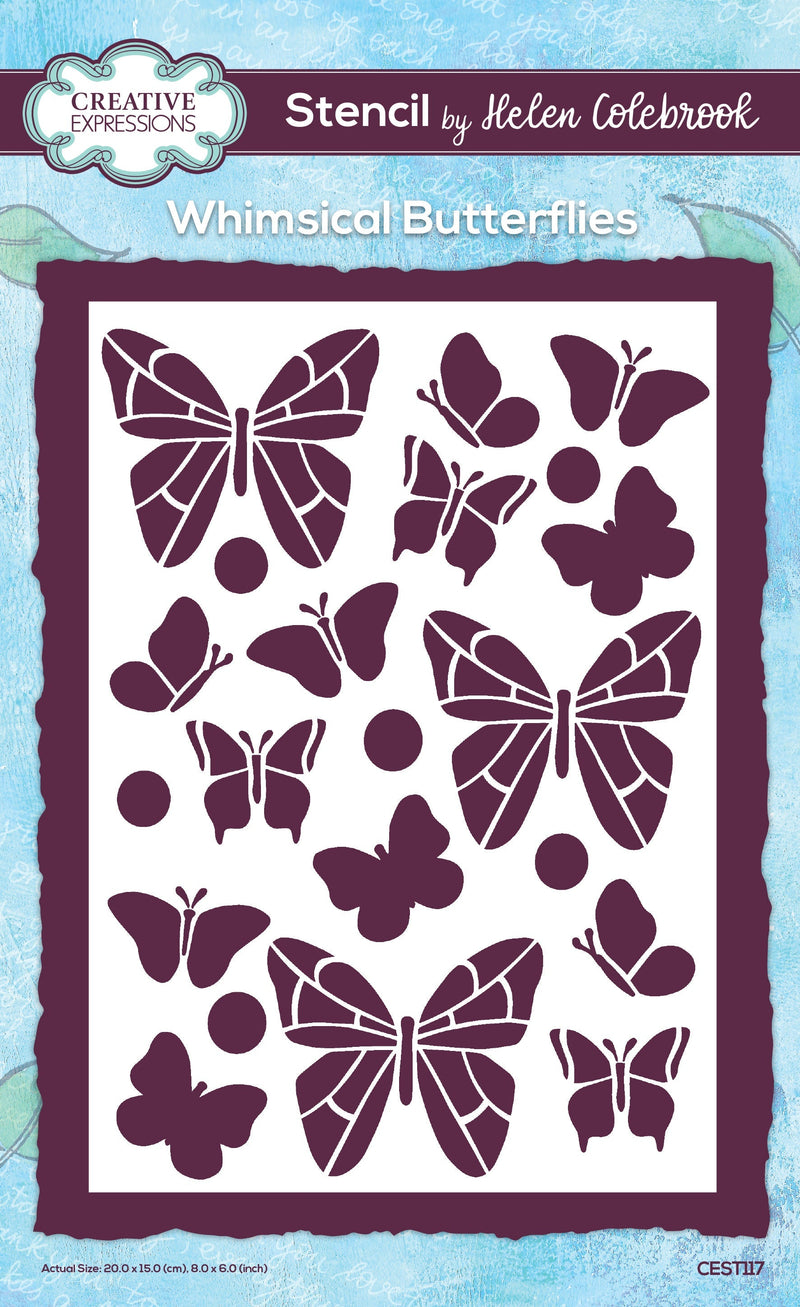 Creative Expressions Helen Colebrook Whimsical Butterflies 8 in x 6 in Stencil-1