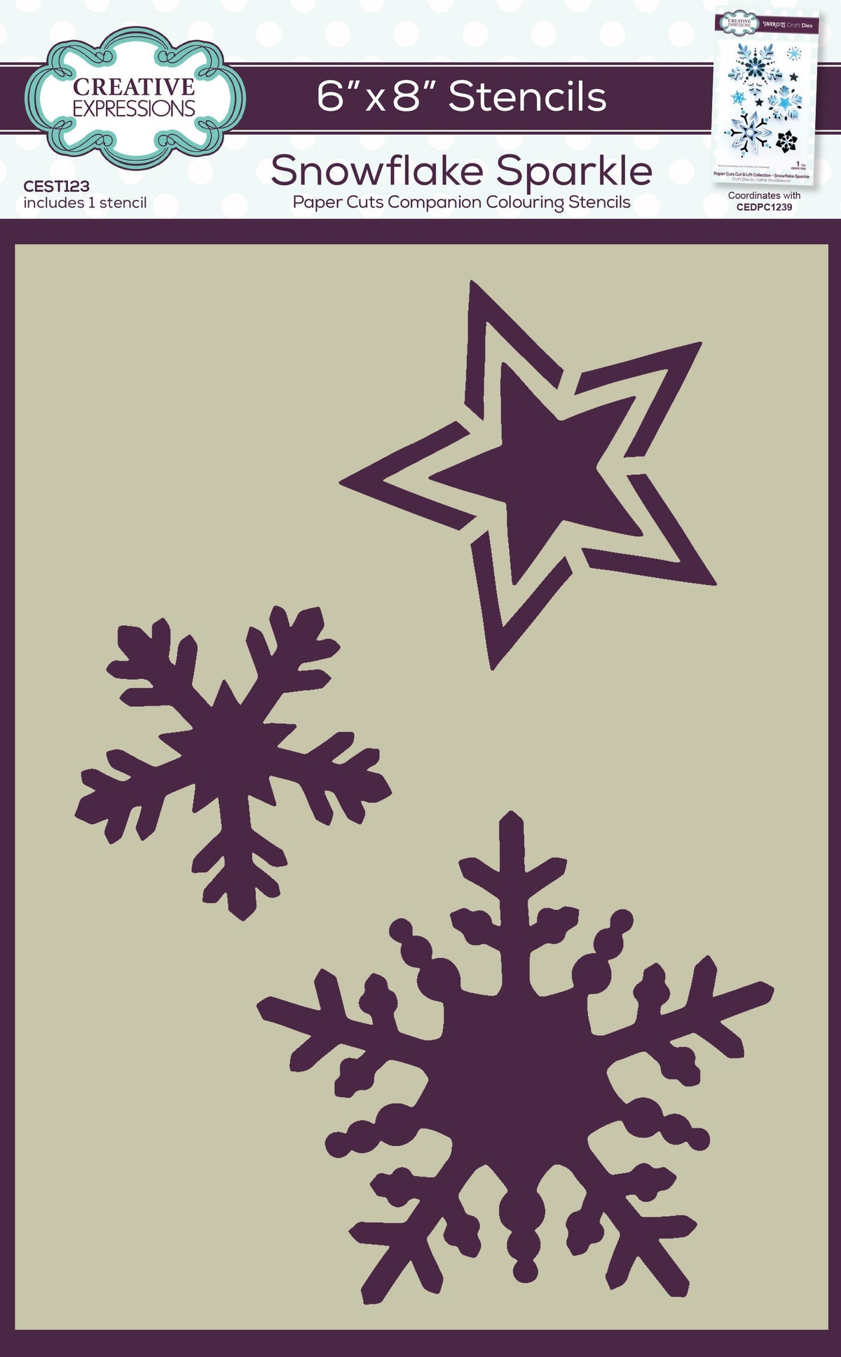 Creative Expressions Snowflake Sparkle Companion Colouring Stencil 6 in x 8 in-1