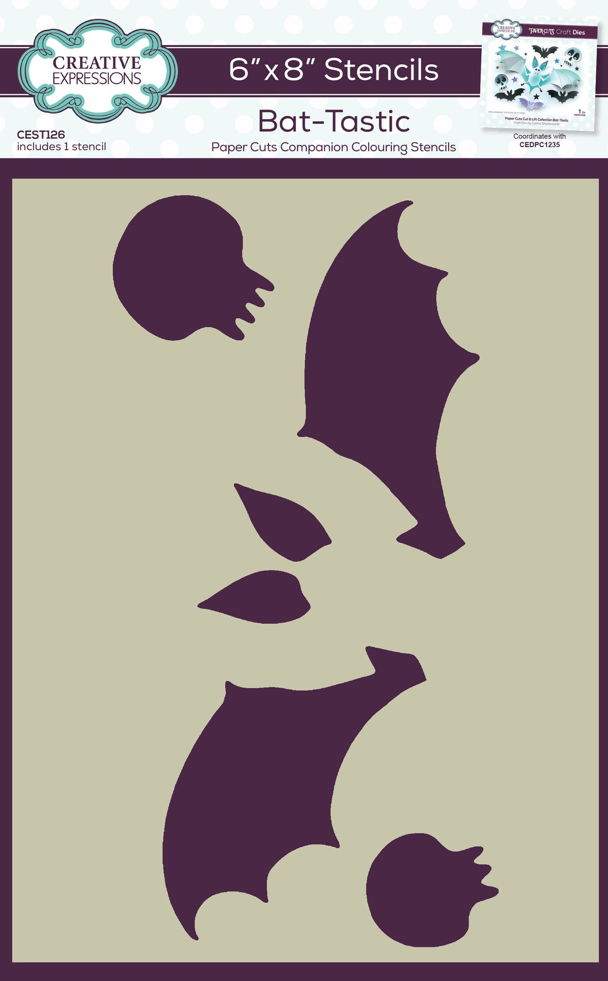 Creative Expressions Pochoir de coloriage Bat-tastic Companion 15,24 cm x 20,32 cm-1