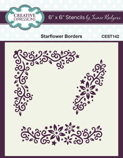 Pochoir Creative Expressions Jamie Rodgers Starflower Borders 15,24 cm x 15,24 cm-1