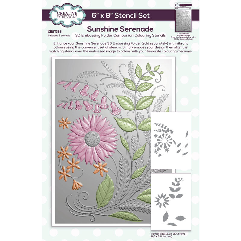 Set de 2 plantillas para colorear Creative Expressions Sunshine Serenade Companion, 6 pulg. x 8 pulg.-1