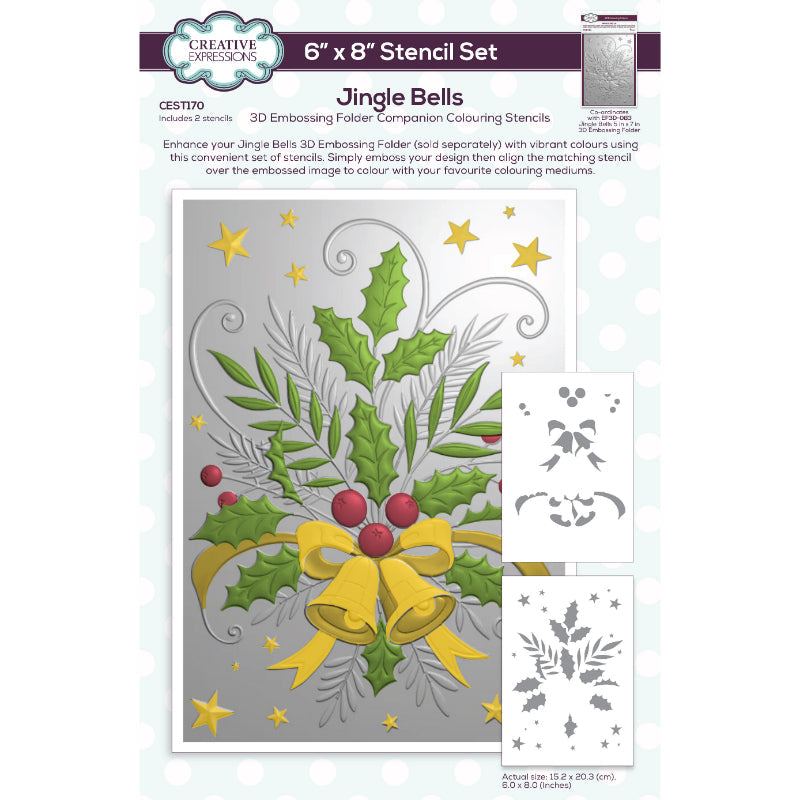 Plantilla para colorear Creative Expressions Jingle Bells Companion, 6 pulg. x 8 pulg., juego de 2
