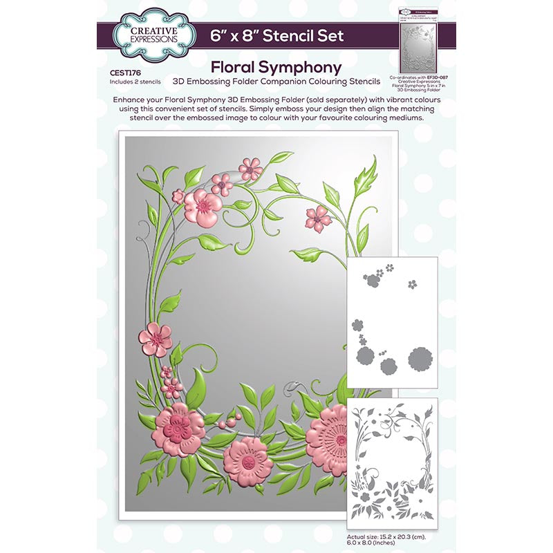 Plantillas para colorear Creative Expressions Floral Symphony Companion, 6 pulg. x 8 pulg., juego de 2-1
