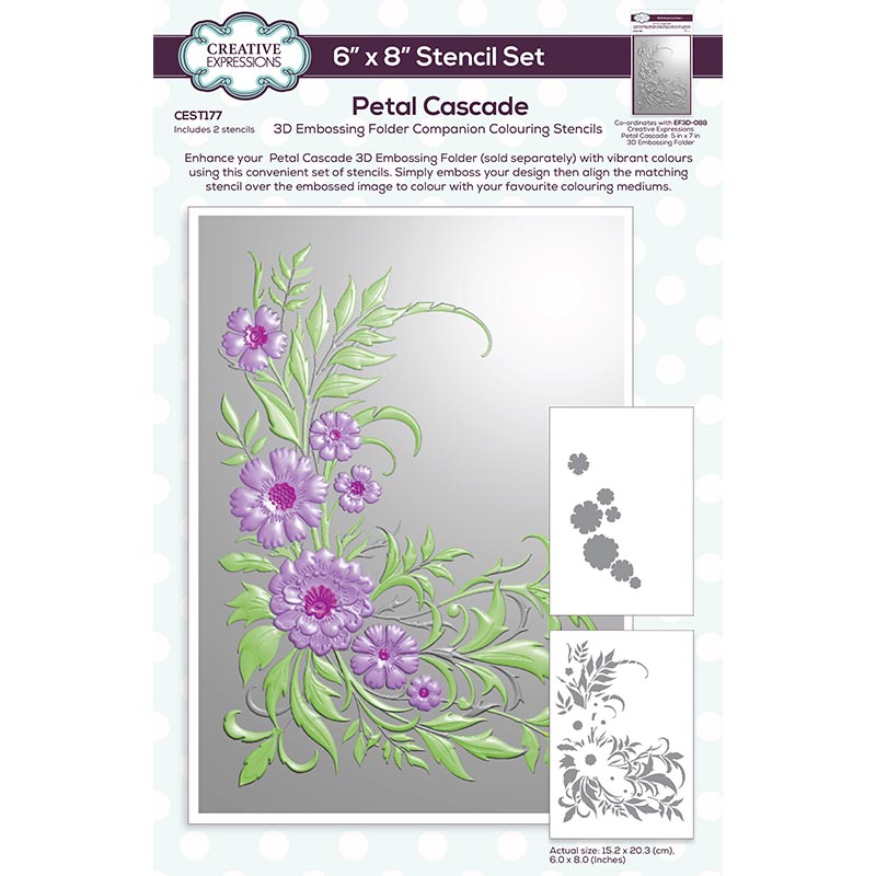 Juego de 2 plantillas para colorear Creative Expressions Petal Cascade Companion de 6 pulg. x 8 pulg.-1