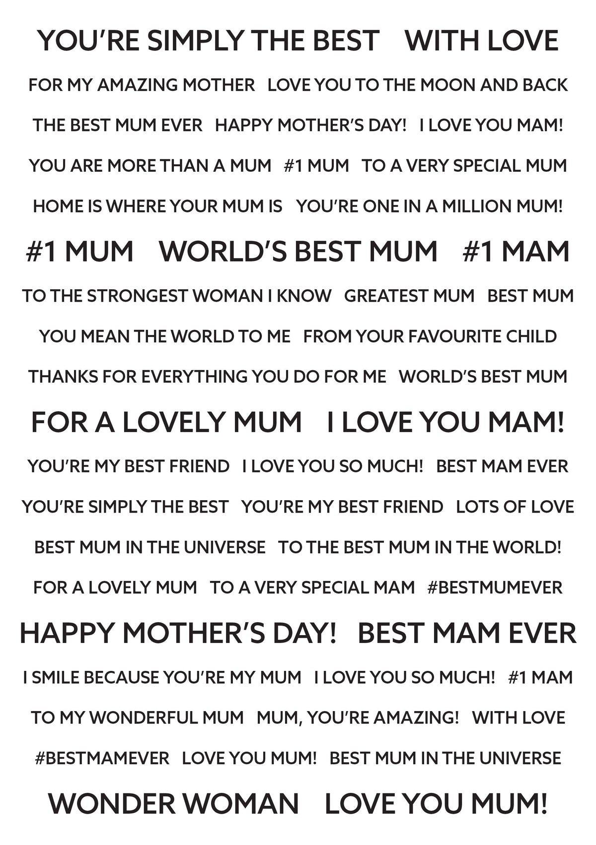 Creative Expressions Wordies Sentiment Sheets - Best Mum Pk 4 6 in x 8 in-2