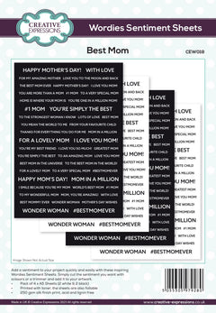 Creative Expressions Wordies Sentiment Sheets - Best Mom Pk 4 6 in x 8 in-1