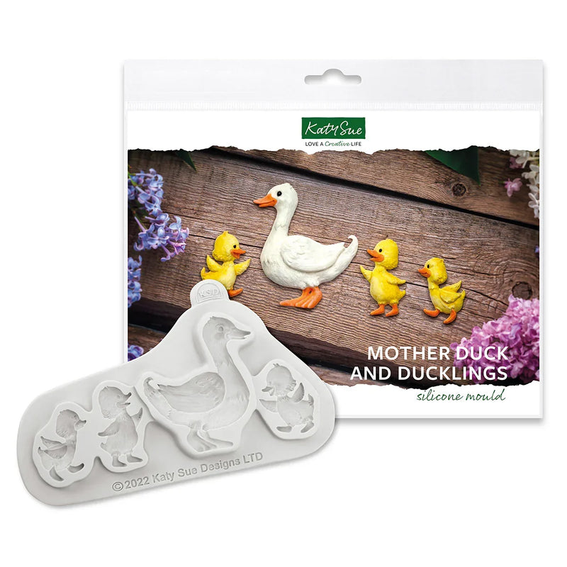 Molde de silicona de mamá pata y patitos-2