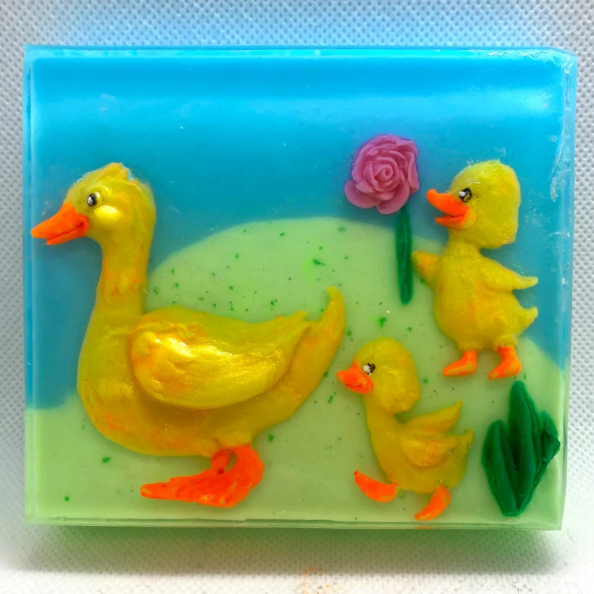 Molde de silicona de mamá pata y patitos-7