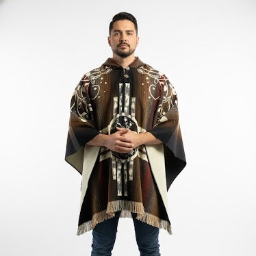 Four Winds hummingbirds Hand Made Wool Poncho-3