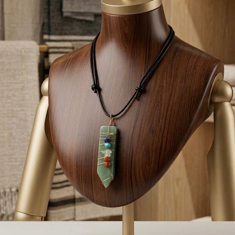Natural Sword Chakra Unisex Aqua Marin Pendant-2