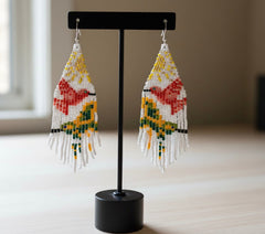 White Sky Dancer Beaded Earrings-2