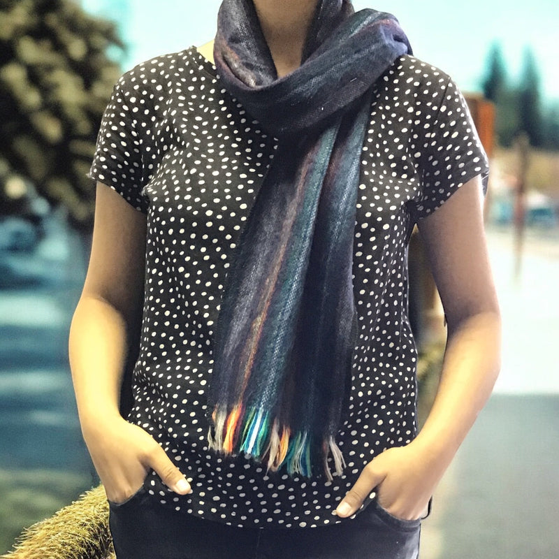 Dark Purple Multicolor Alpaca Shawl-1