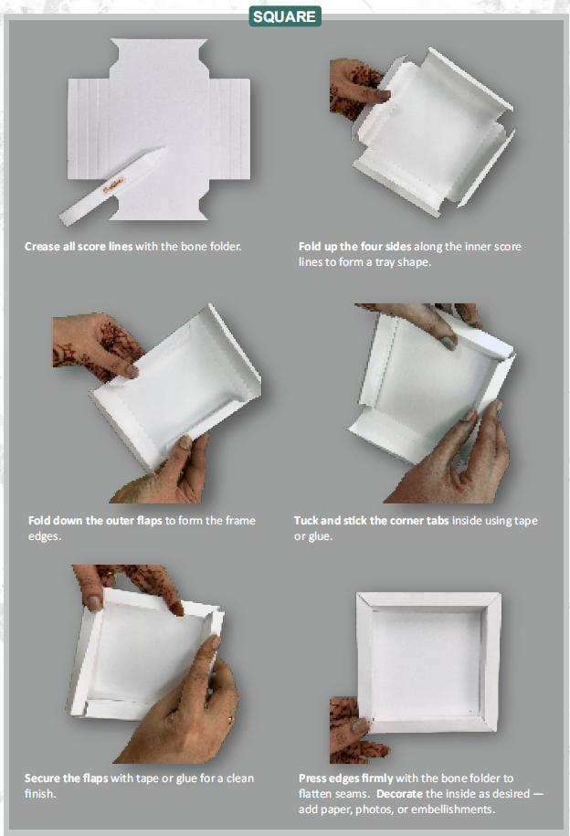 CrafTreat 3D Fold Shapes - Frames White - Square 6pcs-3