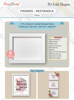 CrafTreat 3D Fold Shapes - Frames White - Rectangle 6pcs-1
