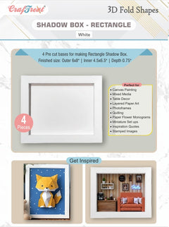 CrafTreat 3D Fold Shapes - Shadow Box White - Rectangle 4pcs-1