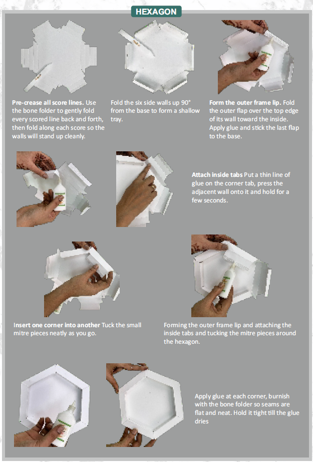 CrafTreat 3D Fold Shapes - Frames White - Hexagon 6pcs-3