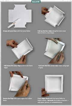 CrafTreat 3D Fold Shapes - Frames White - Square Combo 4pcs-3