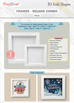 CrafTreat 3D Fold Shapes - Frames White - Square Combo 4pcs-1