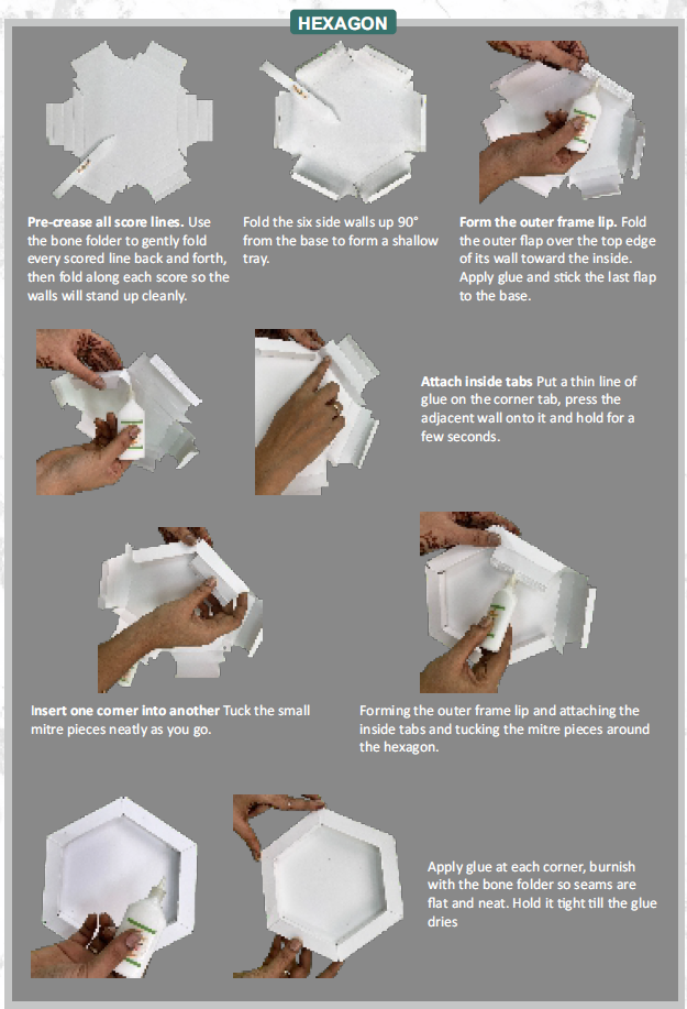 CrafTreat 3D Fold Shapes - Frames White - Hexagon Combo 4pcs-3