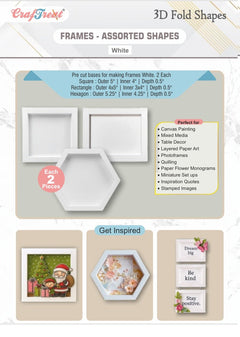 CrafTreat 3D Fold Shapes - Frames White - Assorted Shapes 6pcs-1