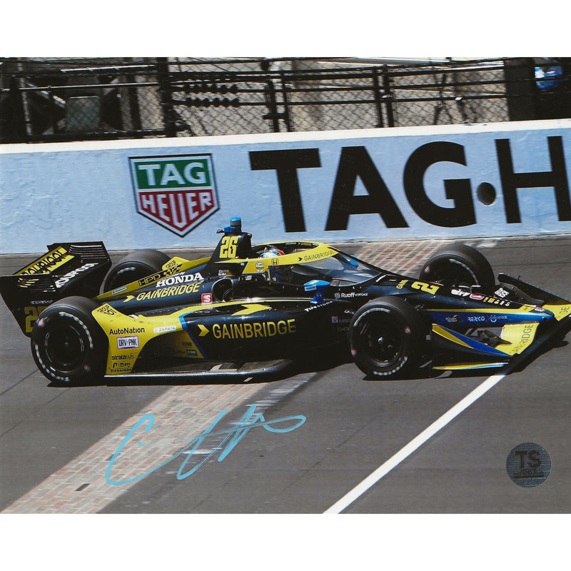 Colton Herta Autographed IndyCar Finish Line 8x10 Photo *As Is*-1