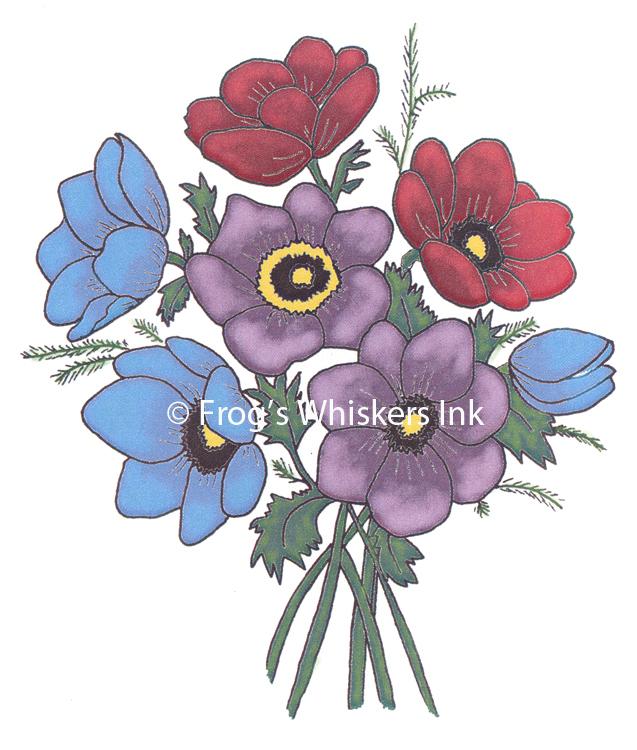 Frog's Whiskers Stamps - Anemones-1