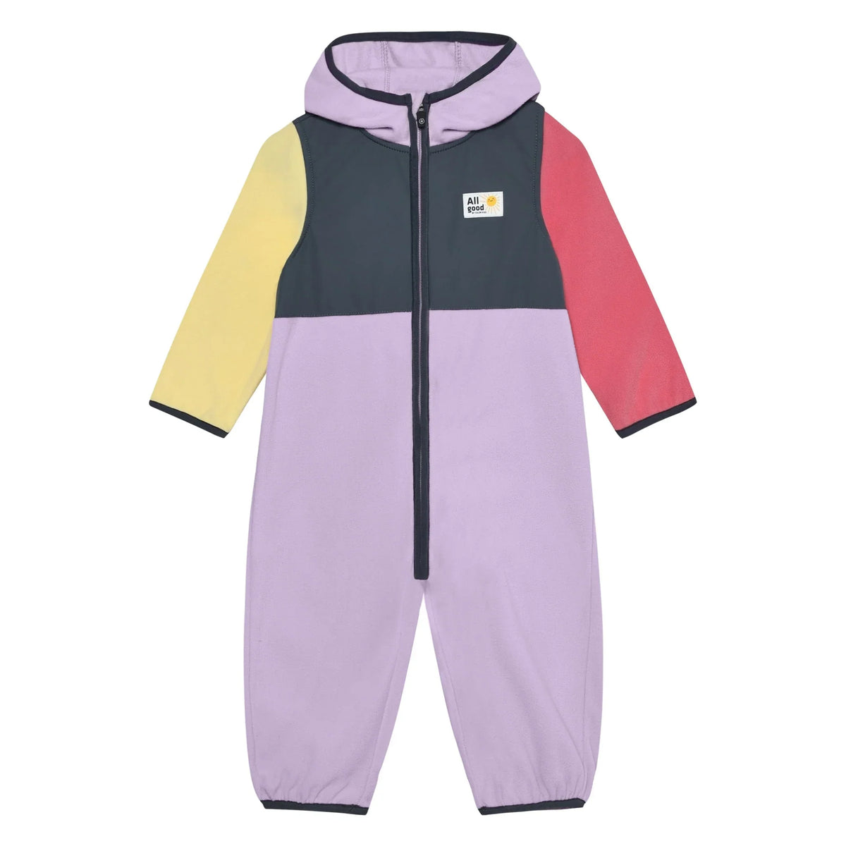 Colorblock Fleece Suit | Purple & Yellow & Pink | Color Kids-1