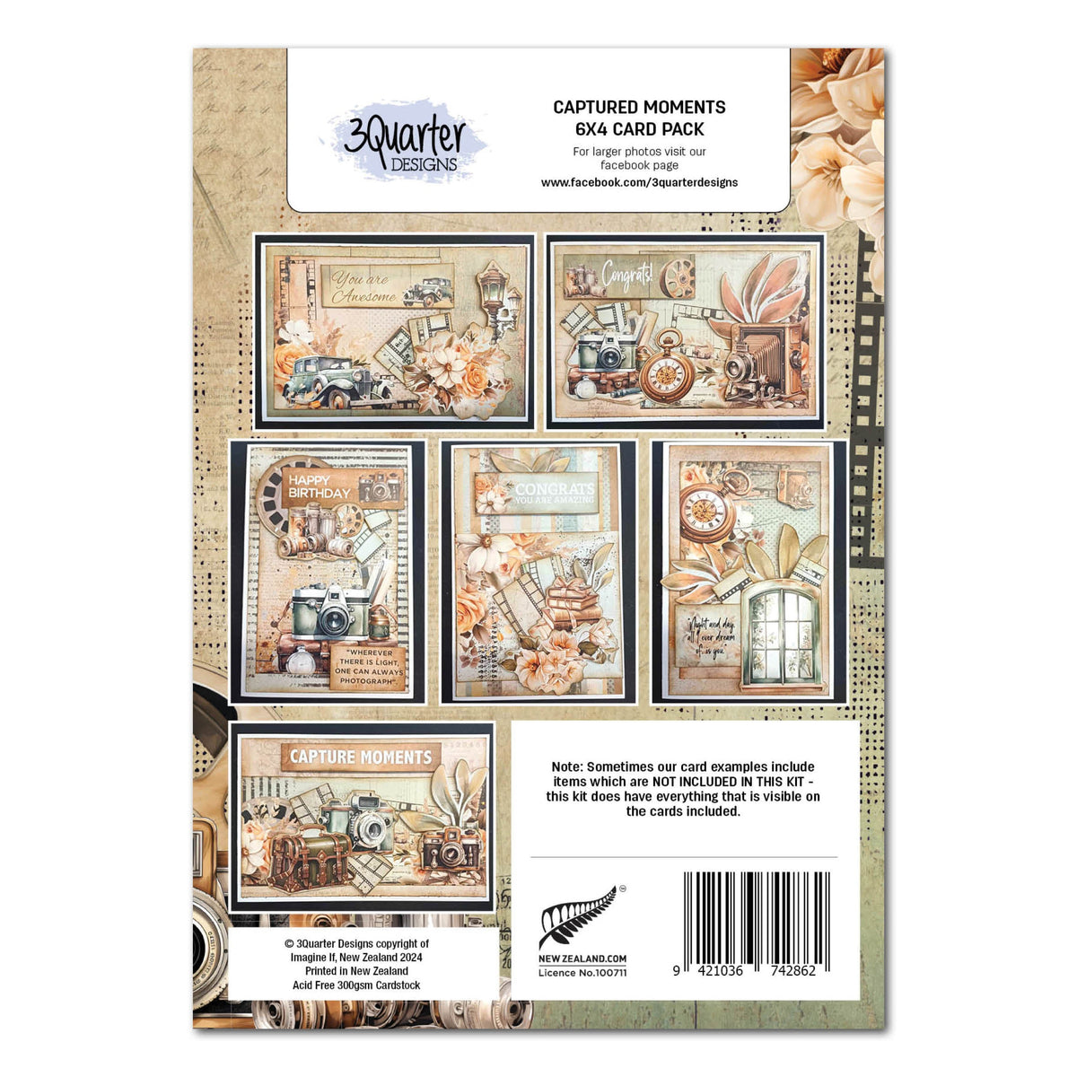 Lot de 3/4 de cartes "Instants Capturés" de 6x4 de 3Quarter Designs-2