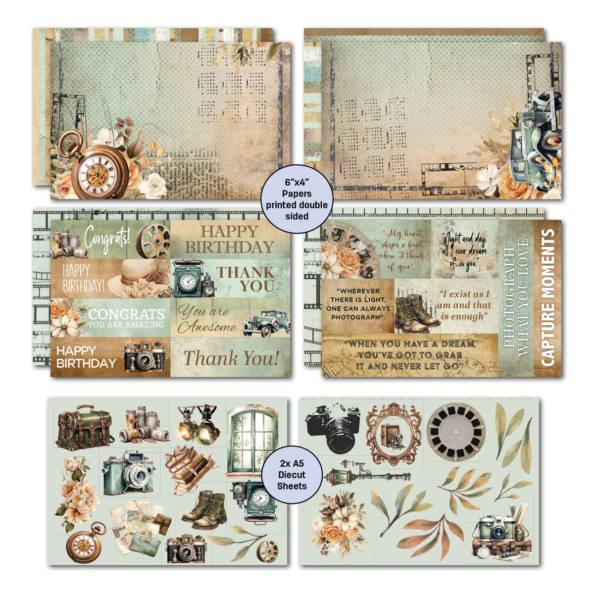 Lot de 3/4 de cartes "Instants Capturés" de 6x4 de 3Quarter Designs-5