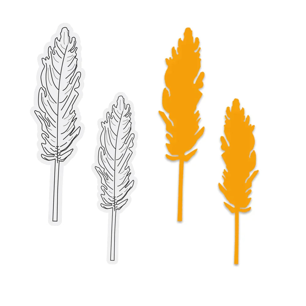 Couture Creations - Pampas Grass Stamp And Dies-1